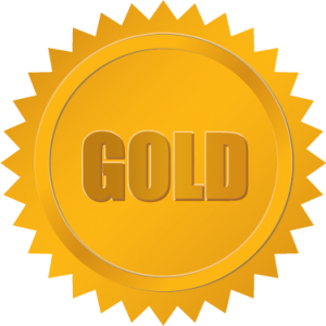 A gold badge representing an electrical professional.